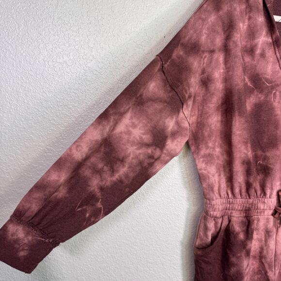 Free People Movement Romper Womens Large Tie Dye Hooded Jumpsuit Terry Cloth L - Picture 6 of 12